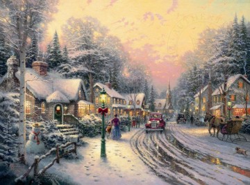 Pueblo Navidad Thomas Kinkade Pinturas al óleo